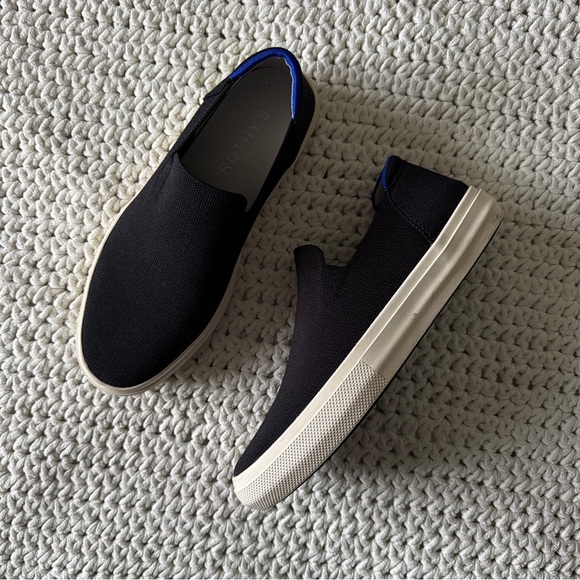 Rothy's Shoes - EUC Rothy’s The City Sneaker | Black Knit w/ Blue Trim | Women’s Size 10